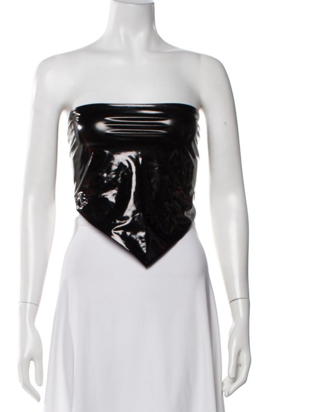 ROTATE Birger Christensen Black Patent "R" Logo Strapless Top